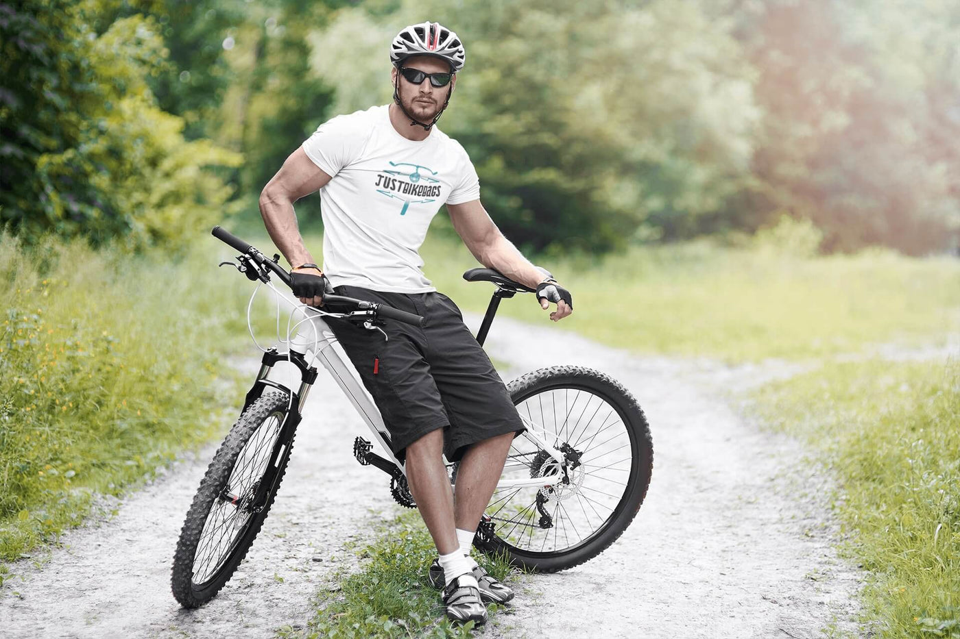 Man with JustBikeBags t-shirt